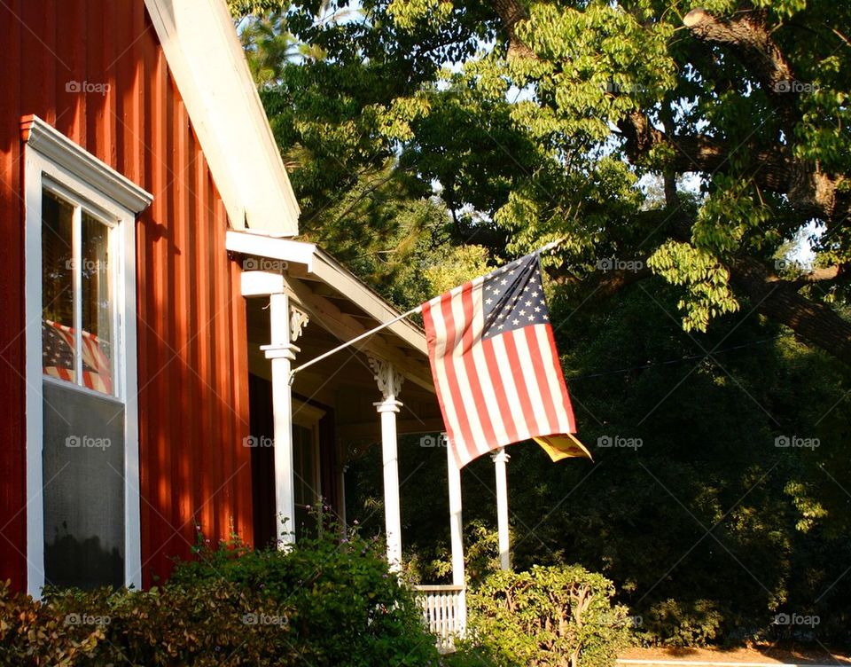 Farm house with flag