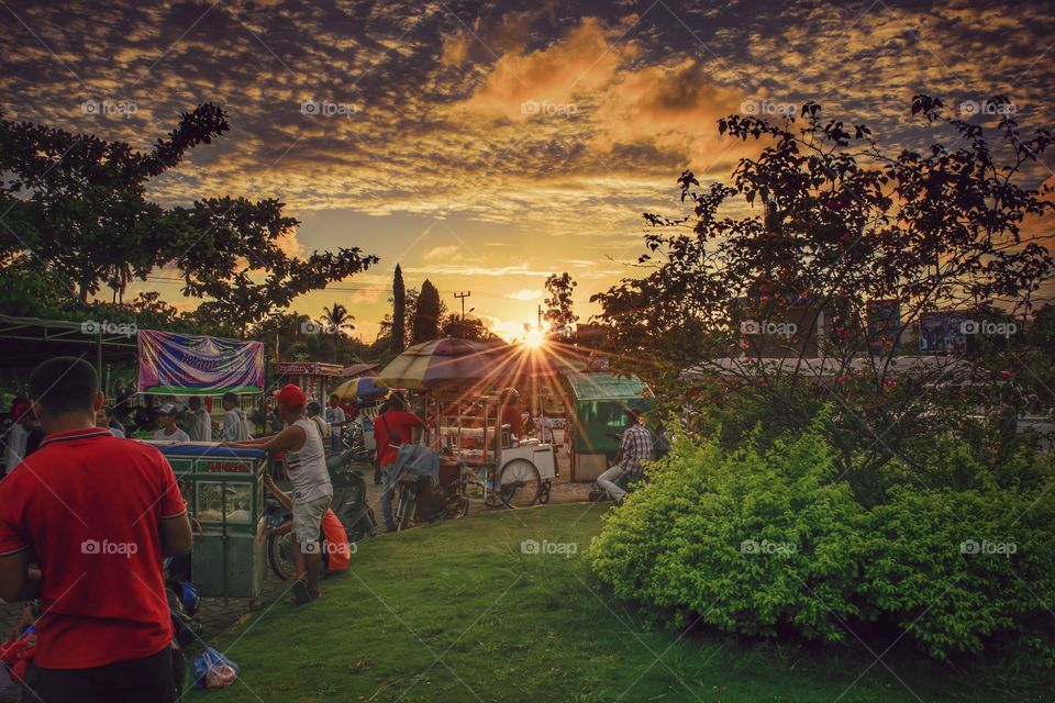 People activities at evening during sunset