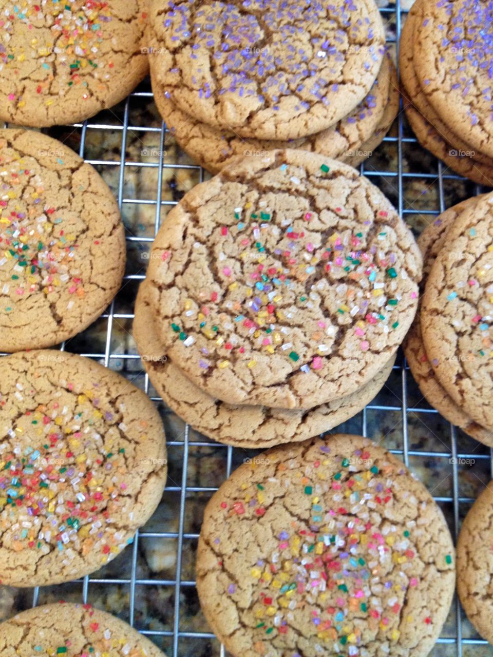 Yummy ginger cookies with sprinkles 