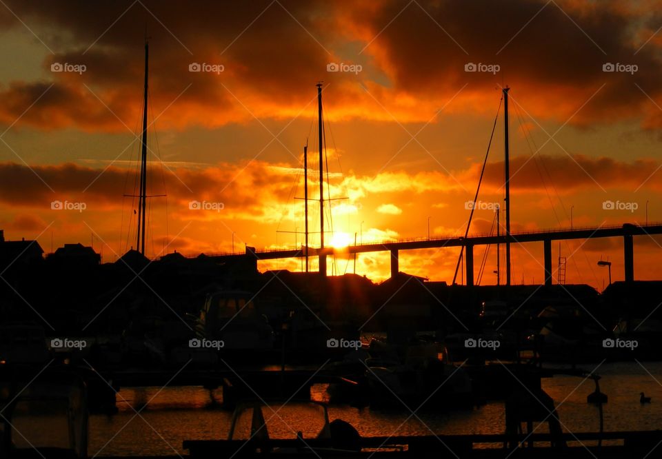 Sunset over the bridge between Kungshamn smögen 