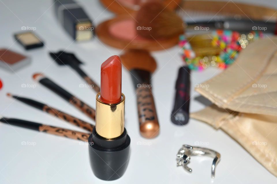 woman accessories and cosmetics beauty products