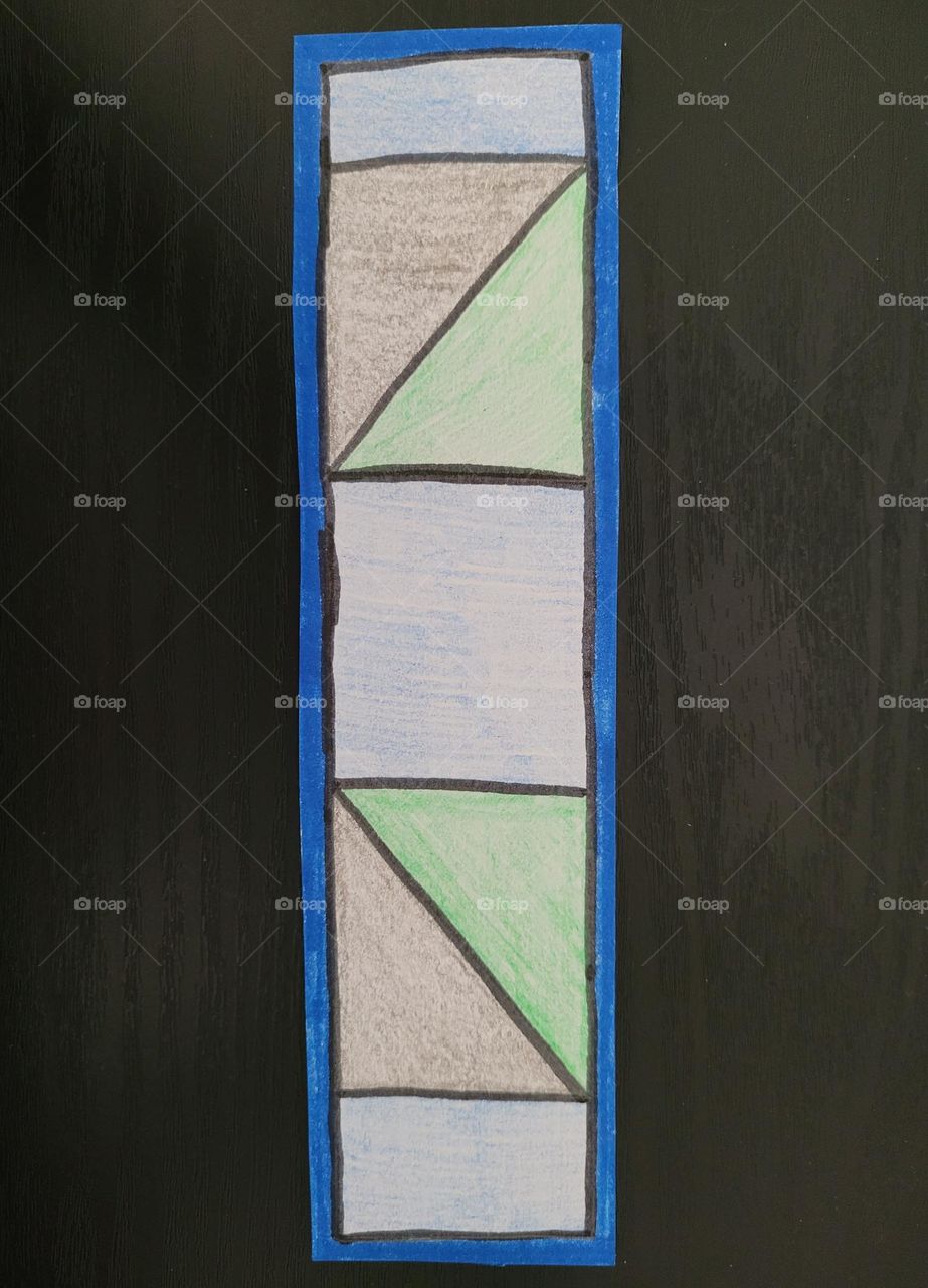 grey, green, and blue bookmark