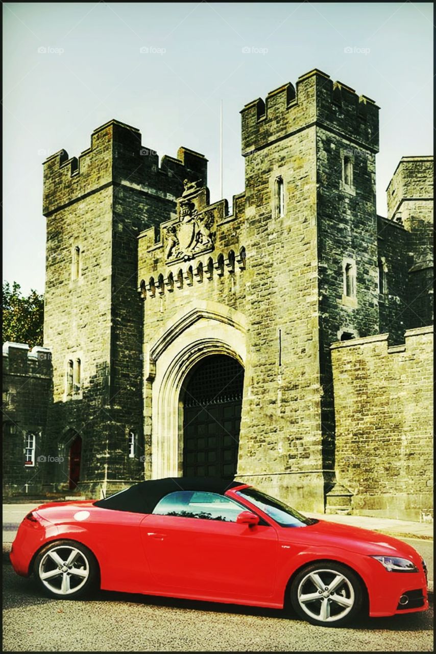 Car. Car and castle