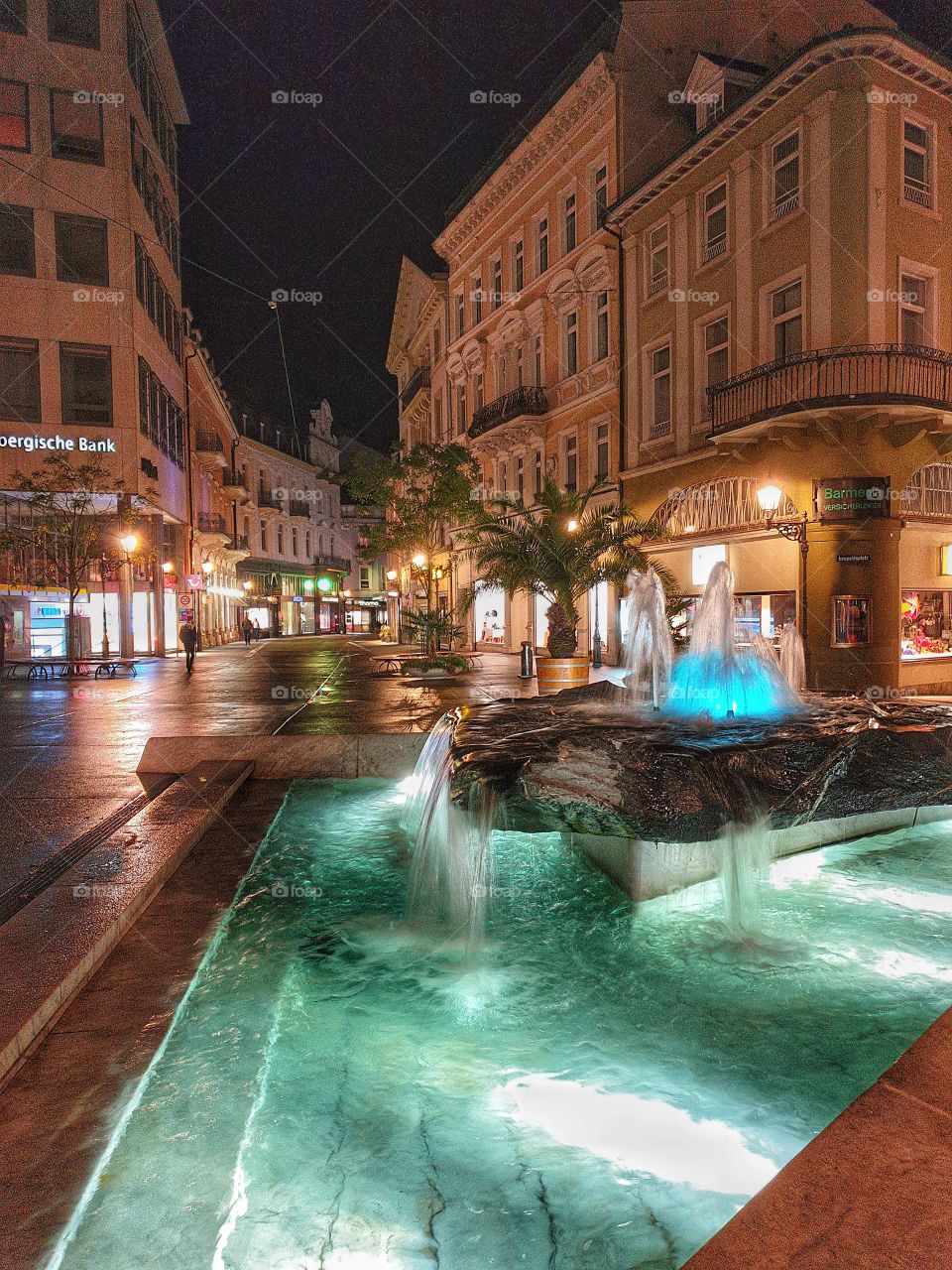 city streets in the night baden-baden german,