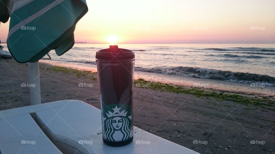 morning coffee. sunrise coffee