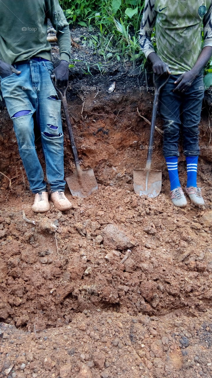 workers at mining site