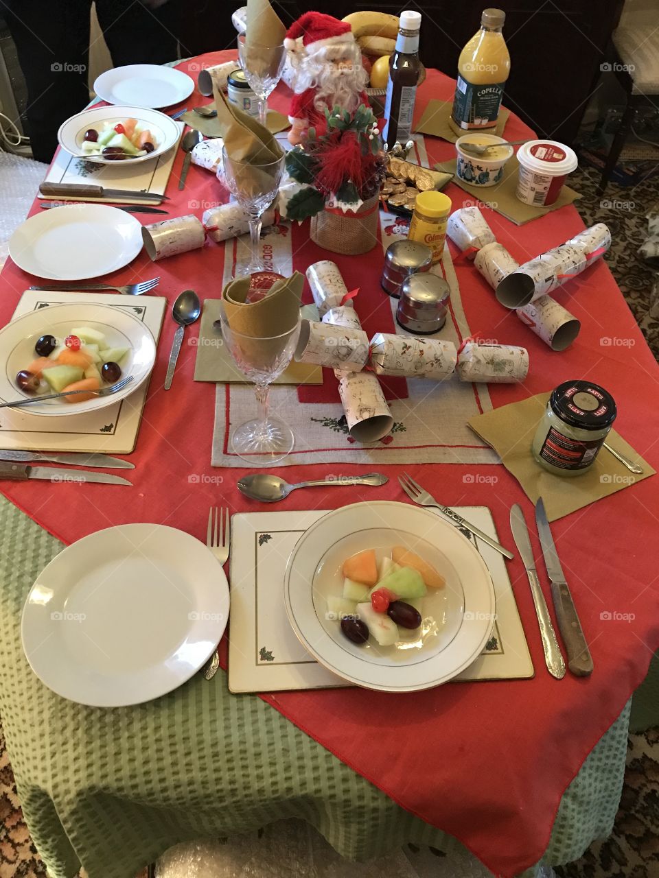 Typical table for Christmas Day Lunch