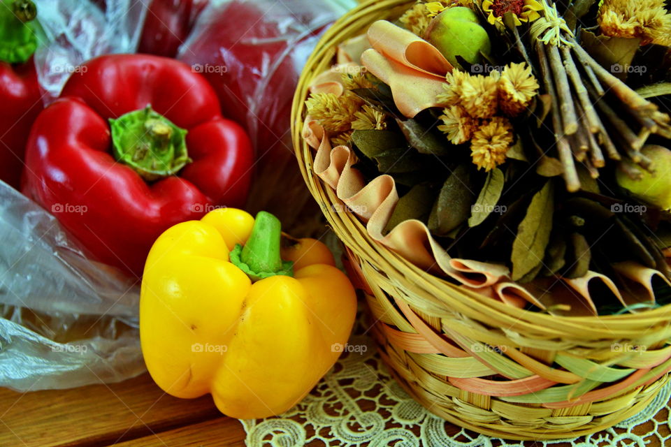 Bell pepper and basket