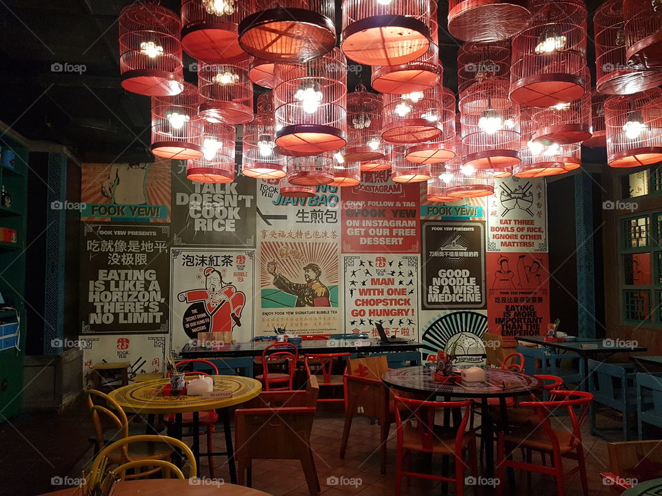 interior design of a new Chinese restaurant in Jakarta