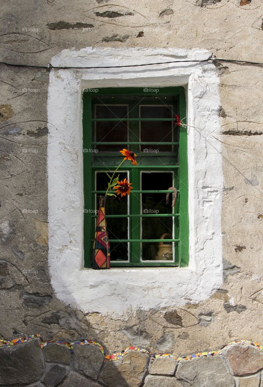 Country house green window