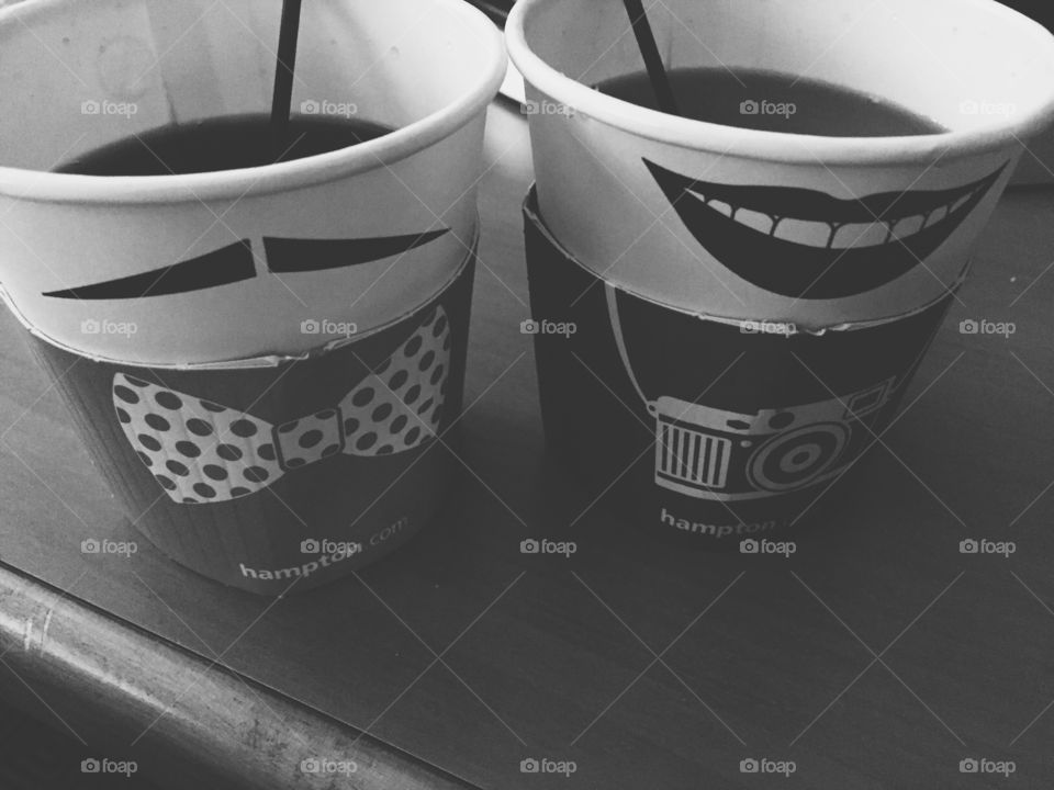 His and hers coffee BW