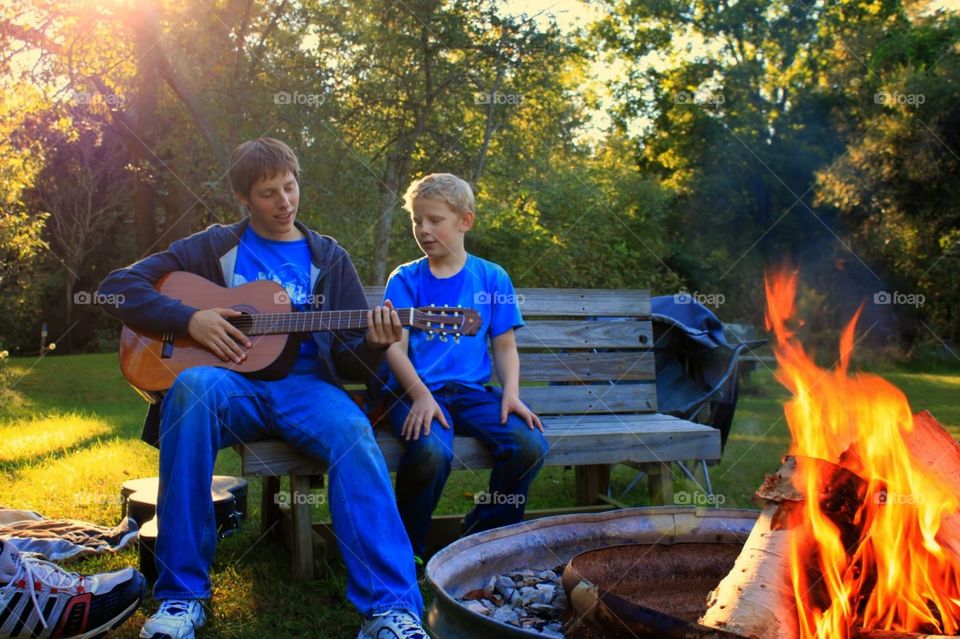 guitar by the campfire