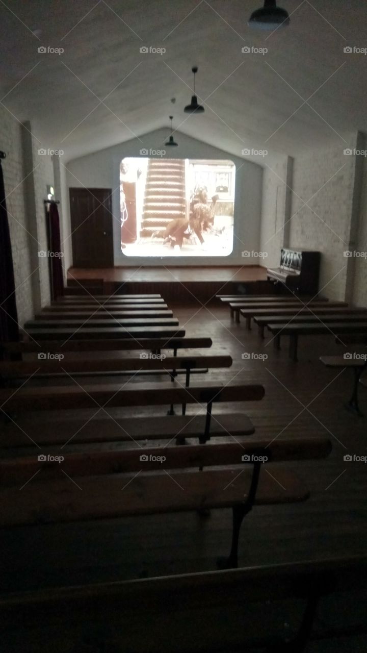 An old cinema perfectly preserved in Ulster folk museum in North Ireland