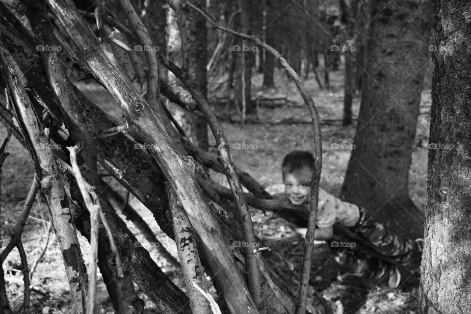 Playing in the woods