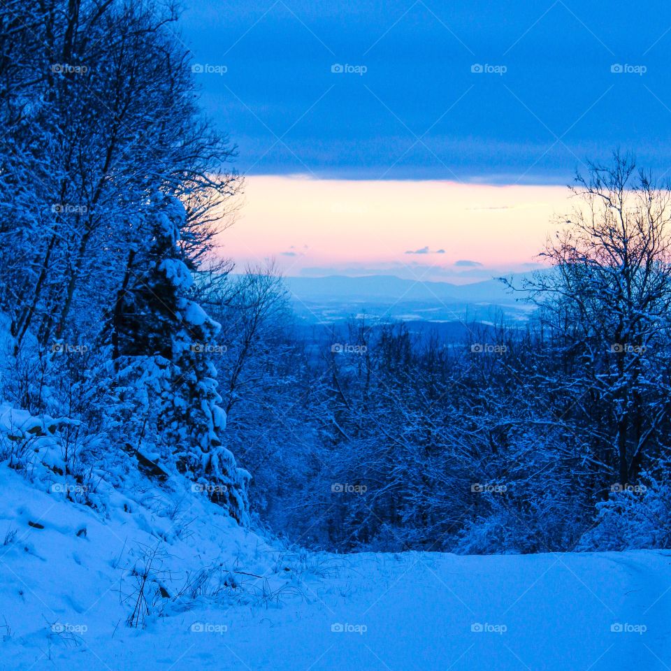 Massanutten Ski Resort Overlook. Covered in white snow the week we visited this Virginia Ski Resort! Being from Florida, it had a beauty all it's own. This was taken just after sunset. January 2015