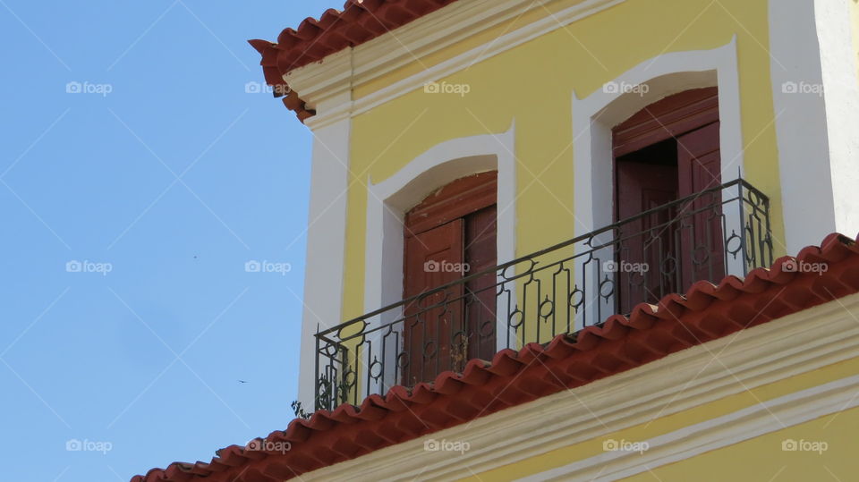 Low angle view of house