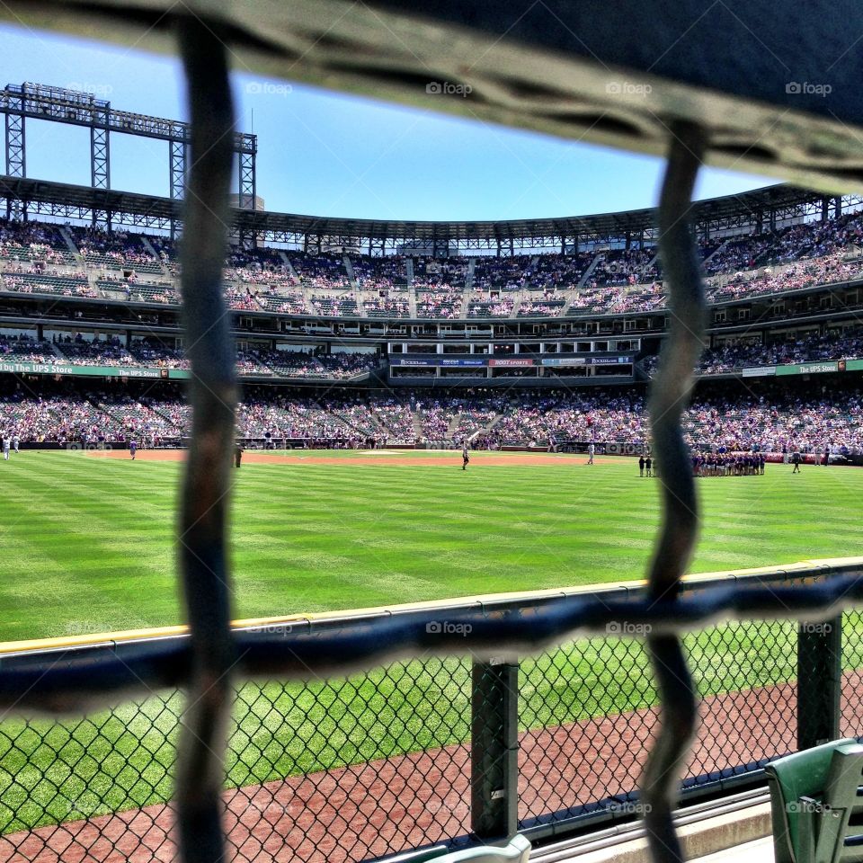 Through the Fence . Outfield pavilion at Coors Field in Denver, Colorado.