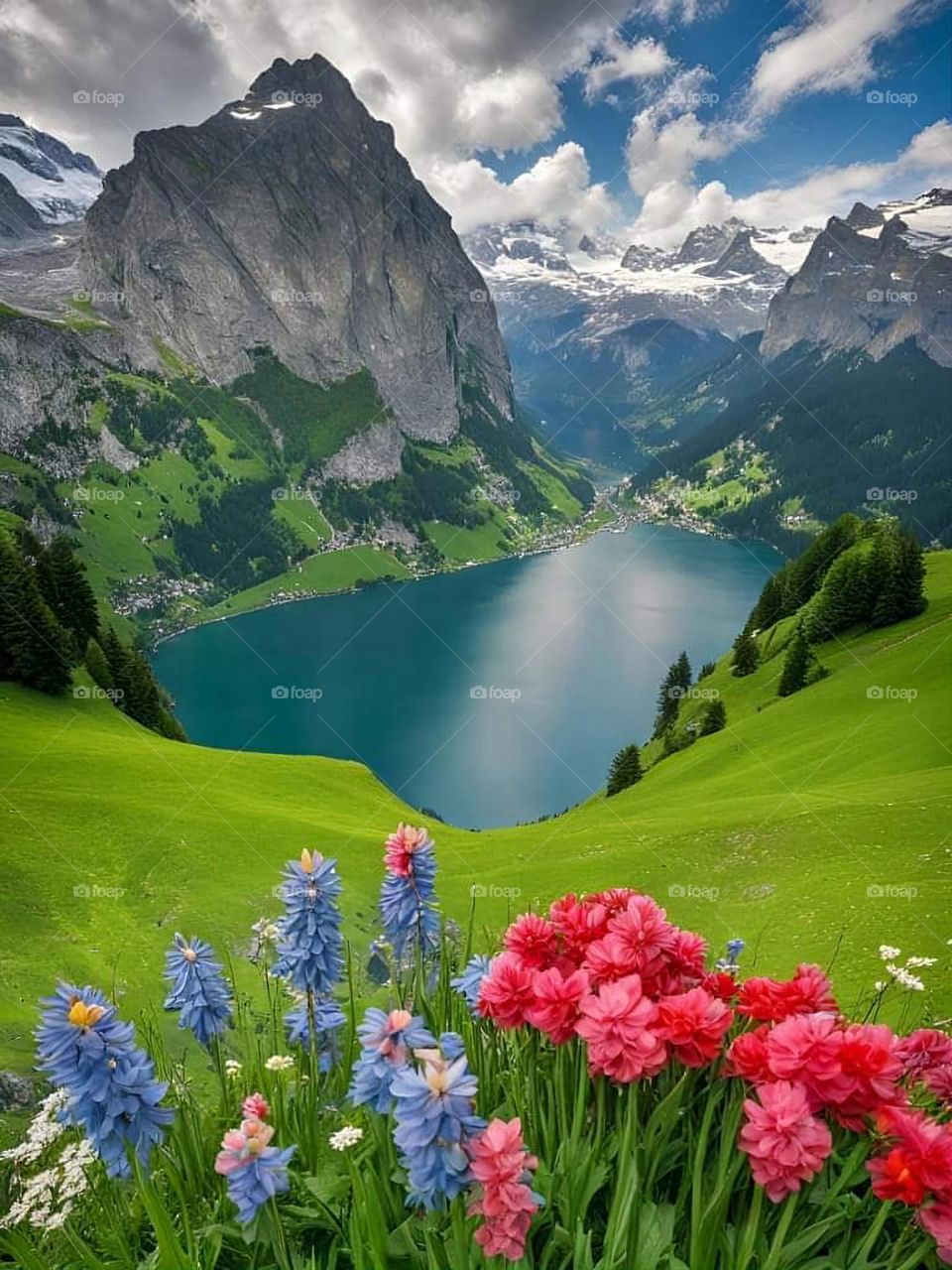 Glory be to God, the magnificent and picturesque view and the natural green trees are a view that is nothing more wonderful than it