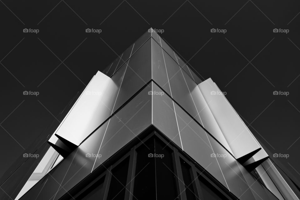 gold building in b&w