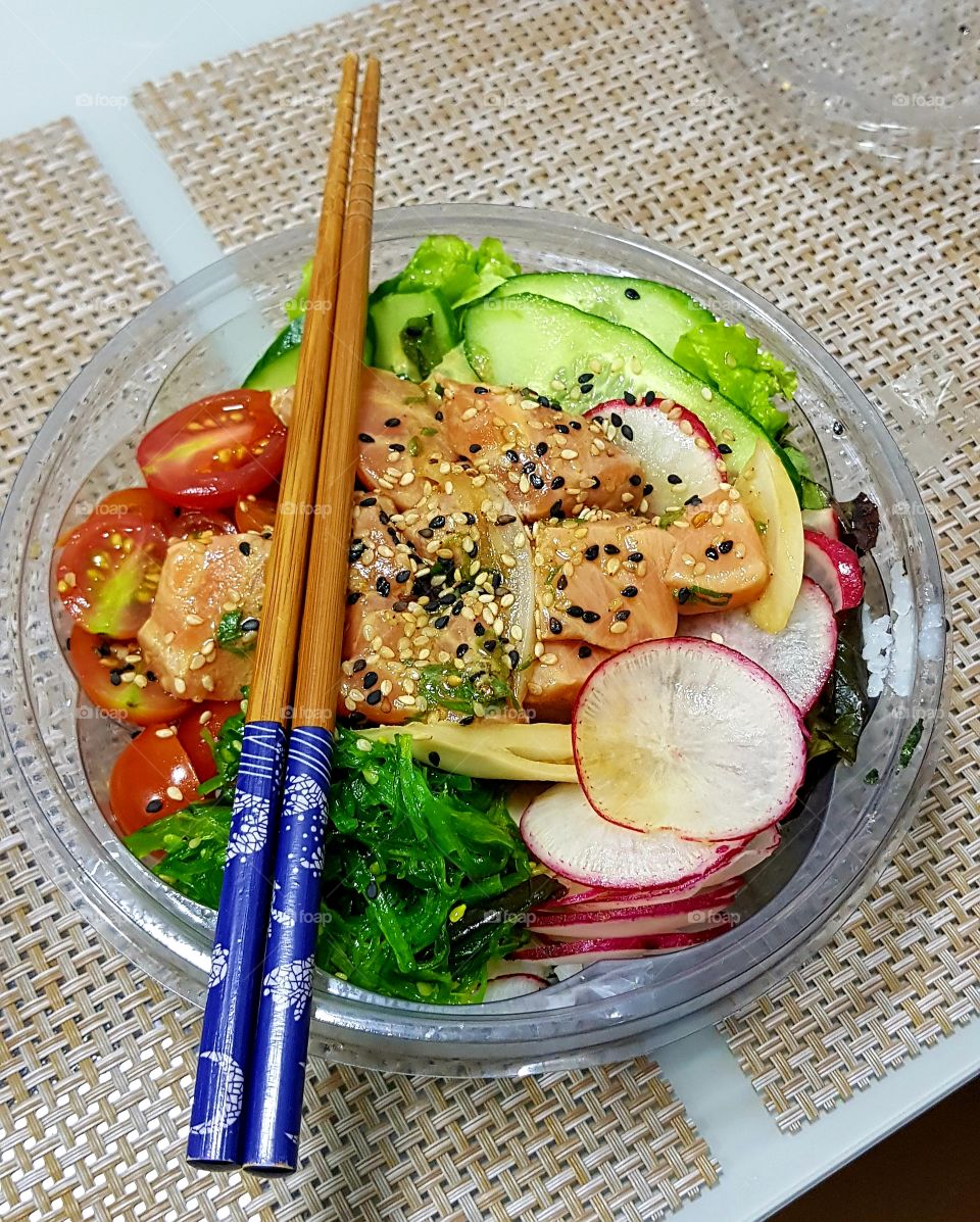 food  - poke with salmon and radish