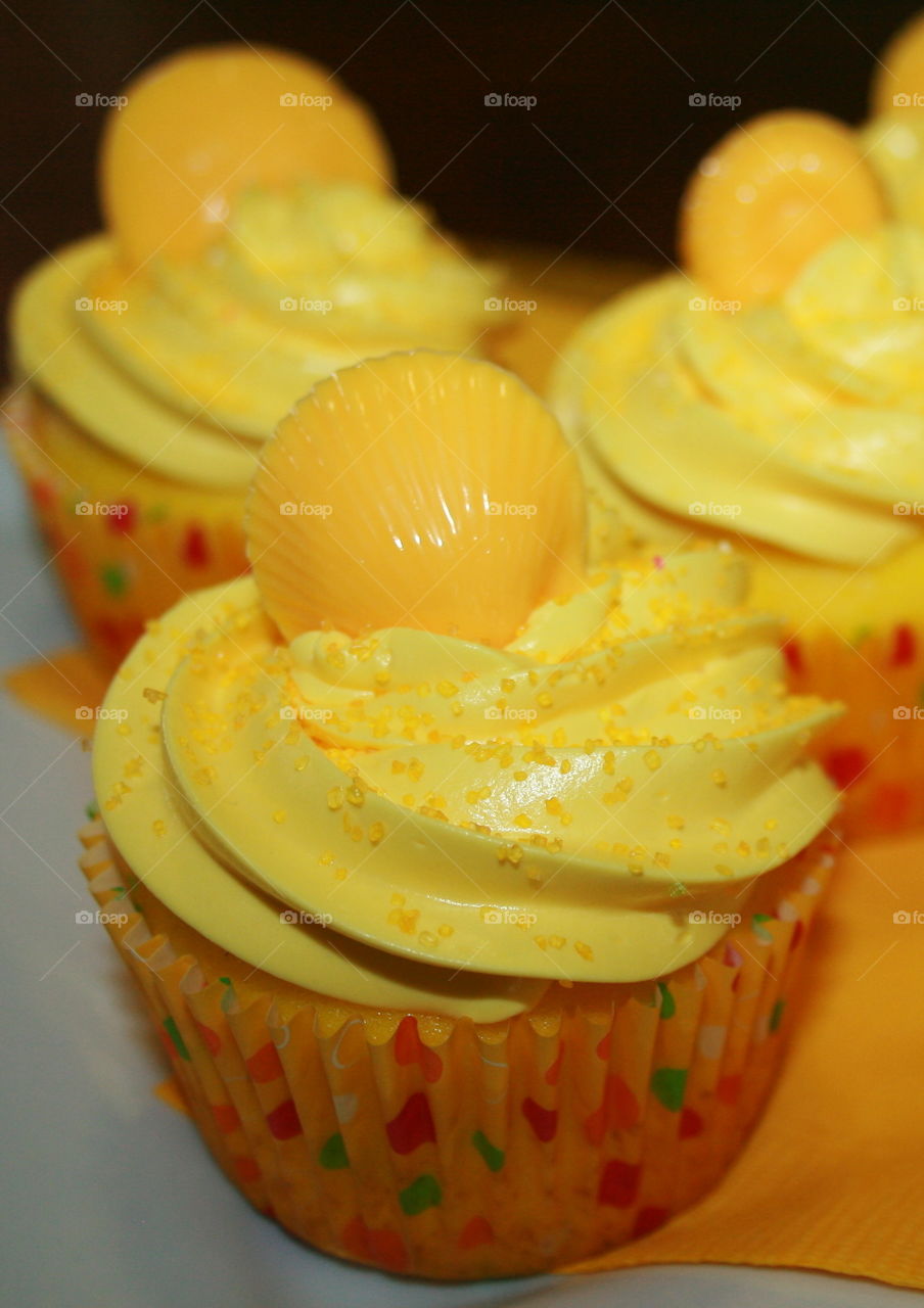 Summer Sweets. Yellow cupcake with buttercream icing 