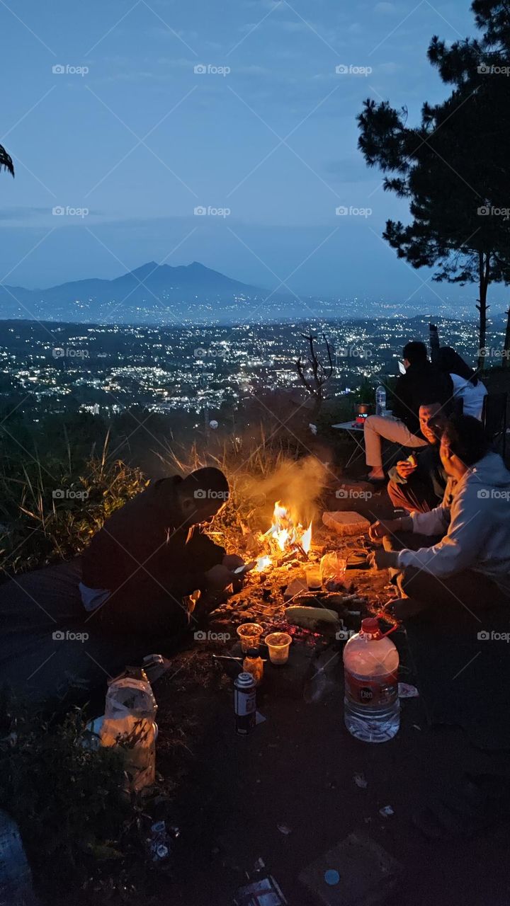 Camping in Puncak Bogor with views of Bogor city at night