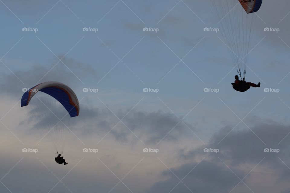 Paragliding over the Yorkshire moors in England
