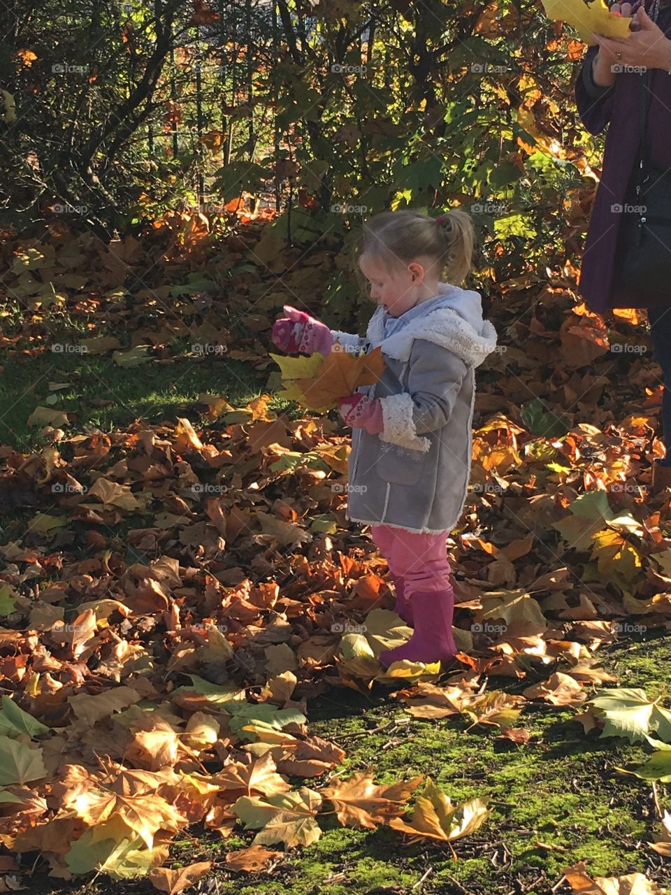 Playing with leaves. Autumn at its best