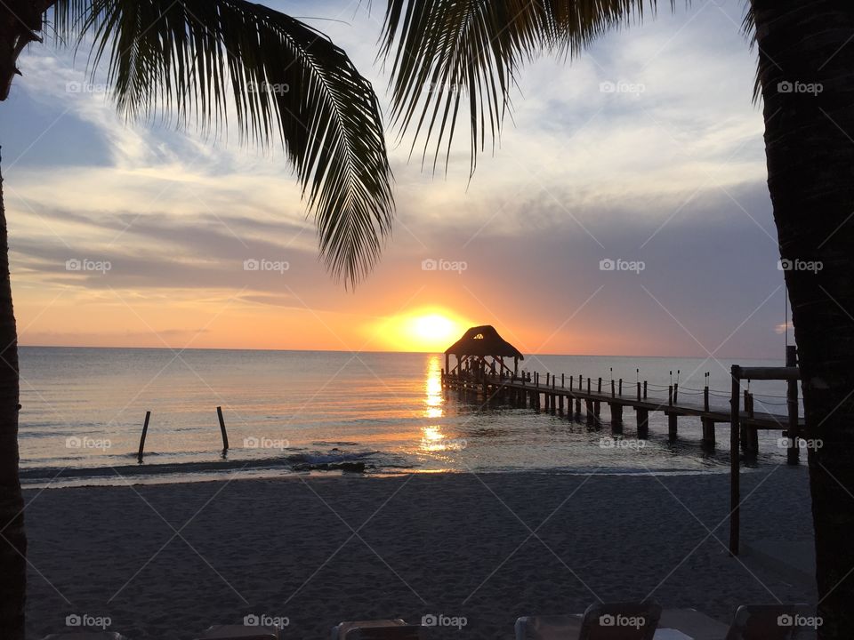 Sunset on the beach of Cozumel 