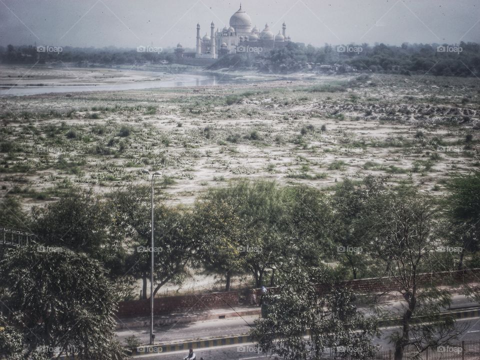 Taj Mahal in the Background . On the Road to Visit the Taj Mahal