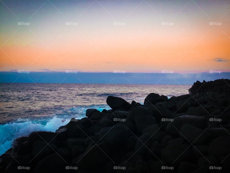 Dusk seascape on the island of Hawaii