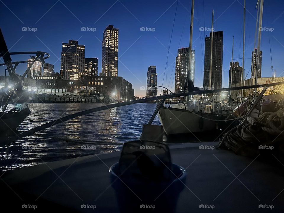 This is lovely “Newtown Creek” by the “Pulaski Bridge” in LIC, Queens at night seen from “Salvation”. the “28 ft 1969 Luhrs” cabin cruiser that I and my partner “Timothy Trespas” call home. So don’t call late for dinner !!! 2024. Hypnotic Productions