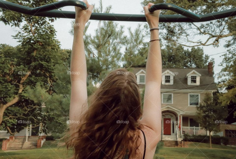 Girl enjoying the views of newly built houses