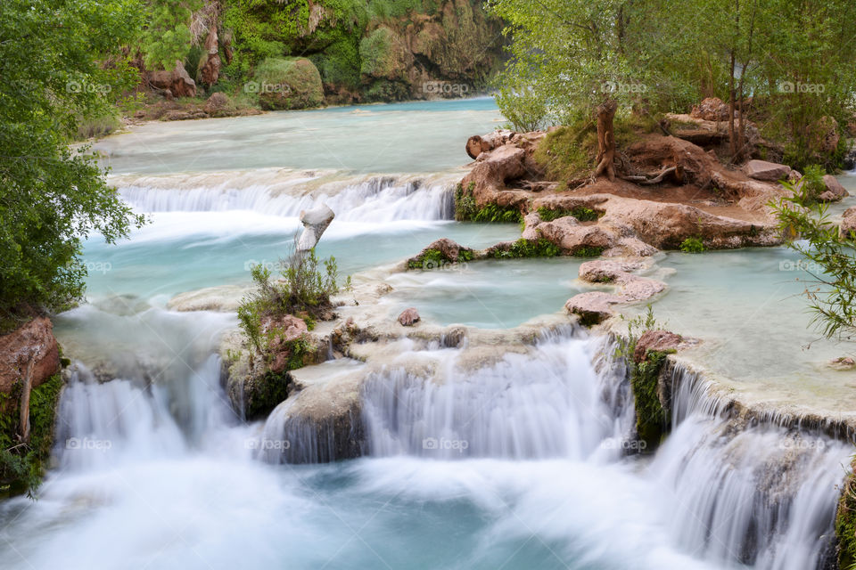 Long exposure of cascades at Havasupai Falls