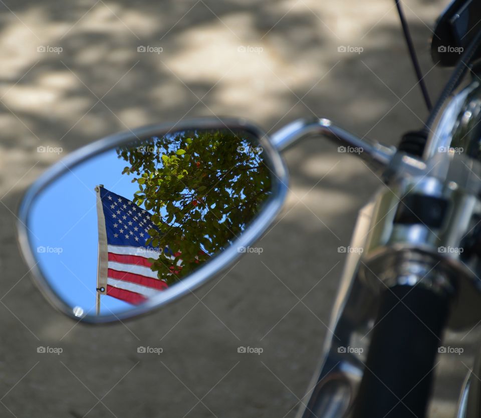 Old Glory reflection in the mirror!