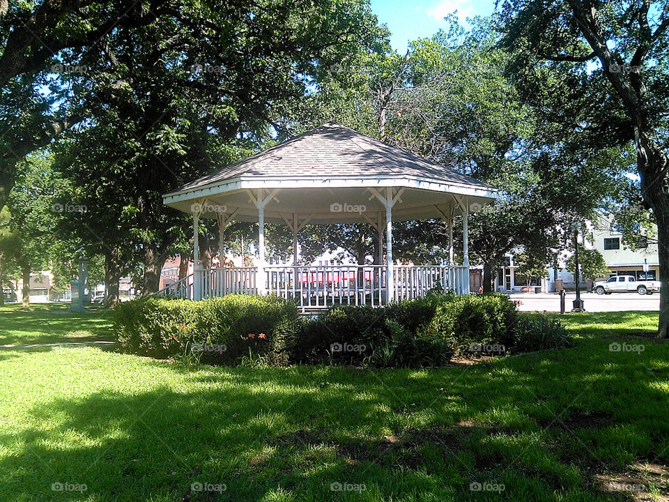 city gazeebo. this sits in the courtyard on main street used for dances