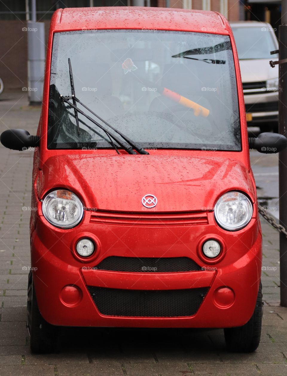 Red car in a parking