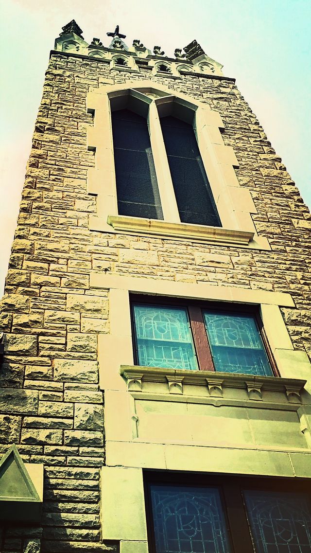 Low angle view of stone church