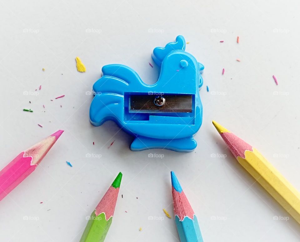 A sharpener and colour pencils...