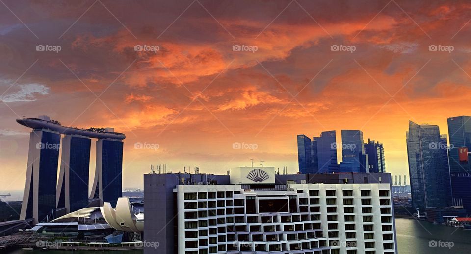 View of Singapore Skyscrapper from Pan Pacific Hotel.
