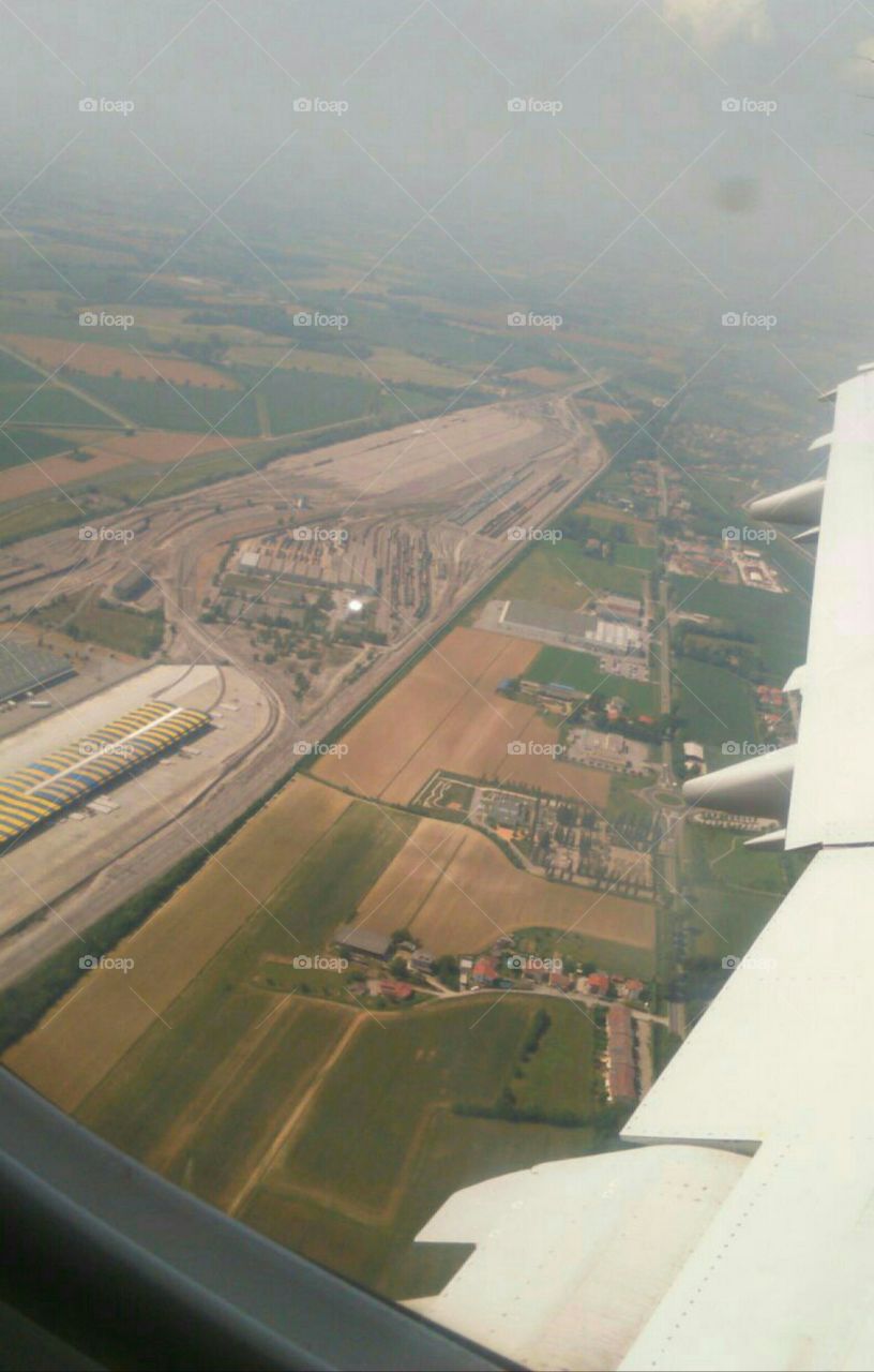 A high view shot from flight. Airport in top angle.landscape