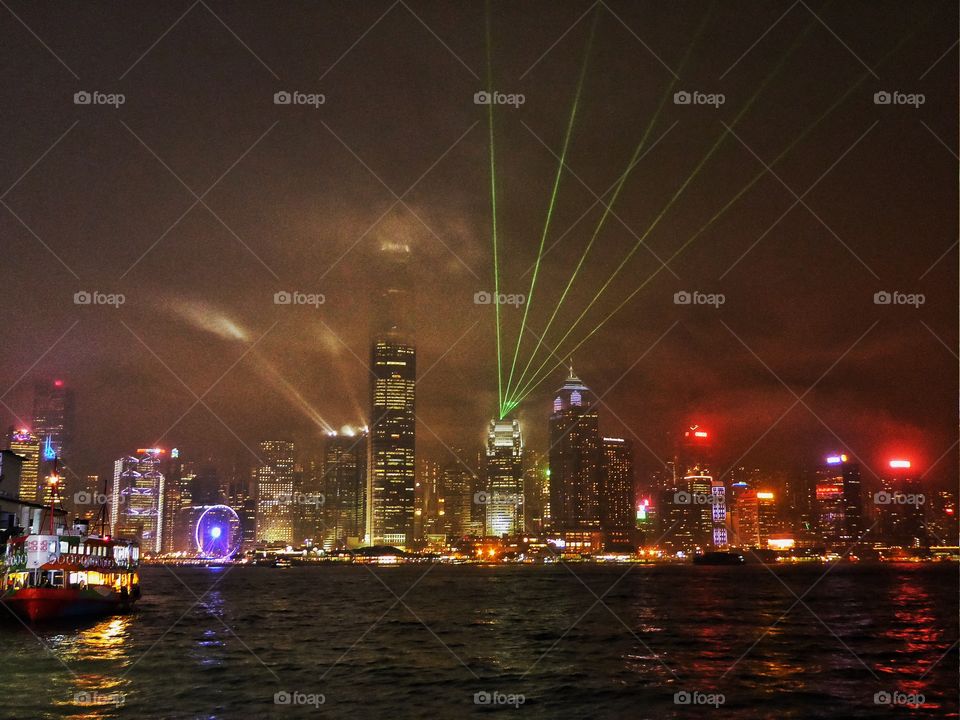Illuminated view of hong Kong light show