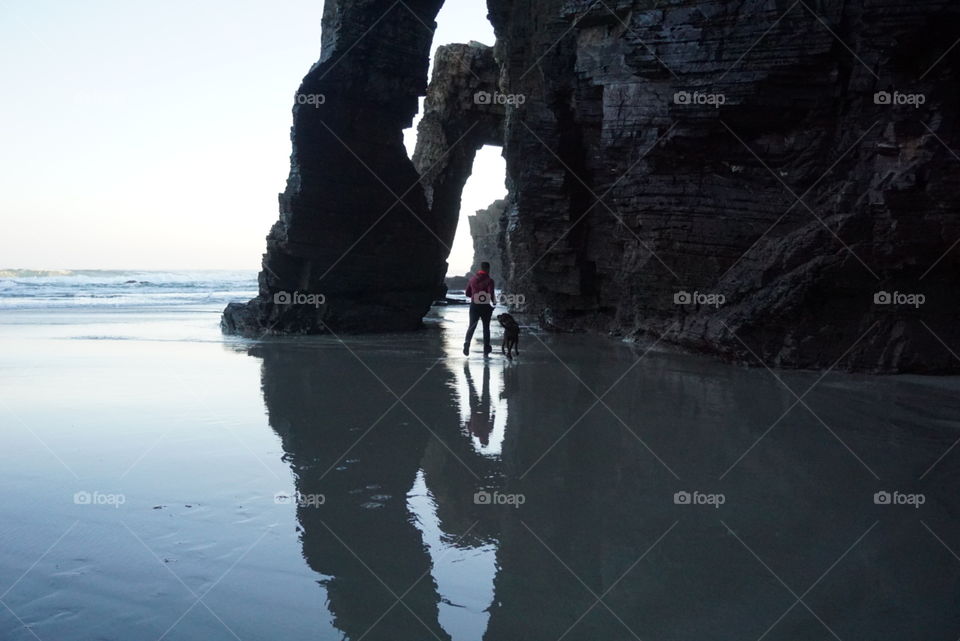 Sunrise#beach#ocean#human#dog#moment