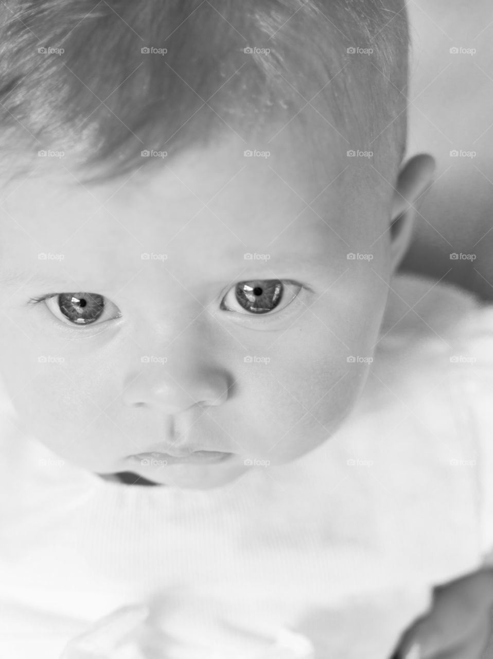 Baby Black and White Portrait. A close up black and white baby portrait