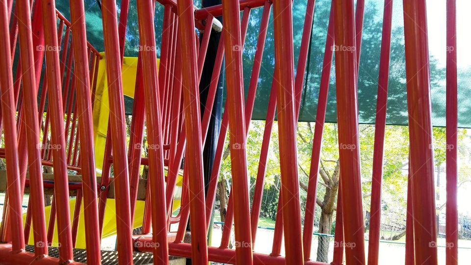 Red on the playground at the park