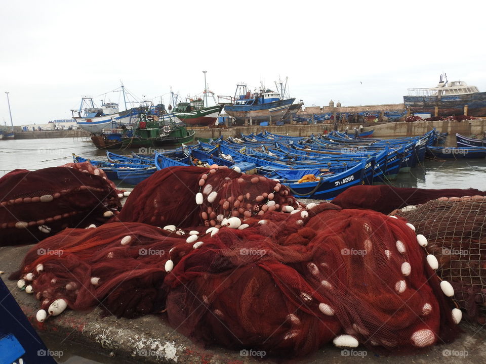 Fishingboats & nets in Essaouira