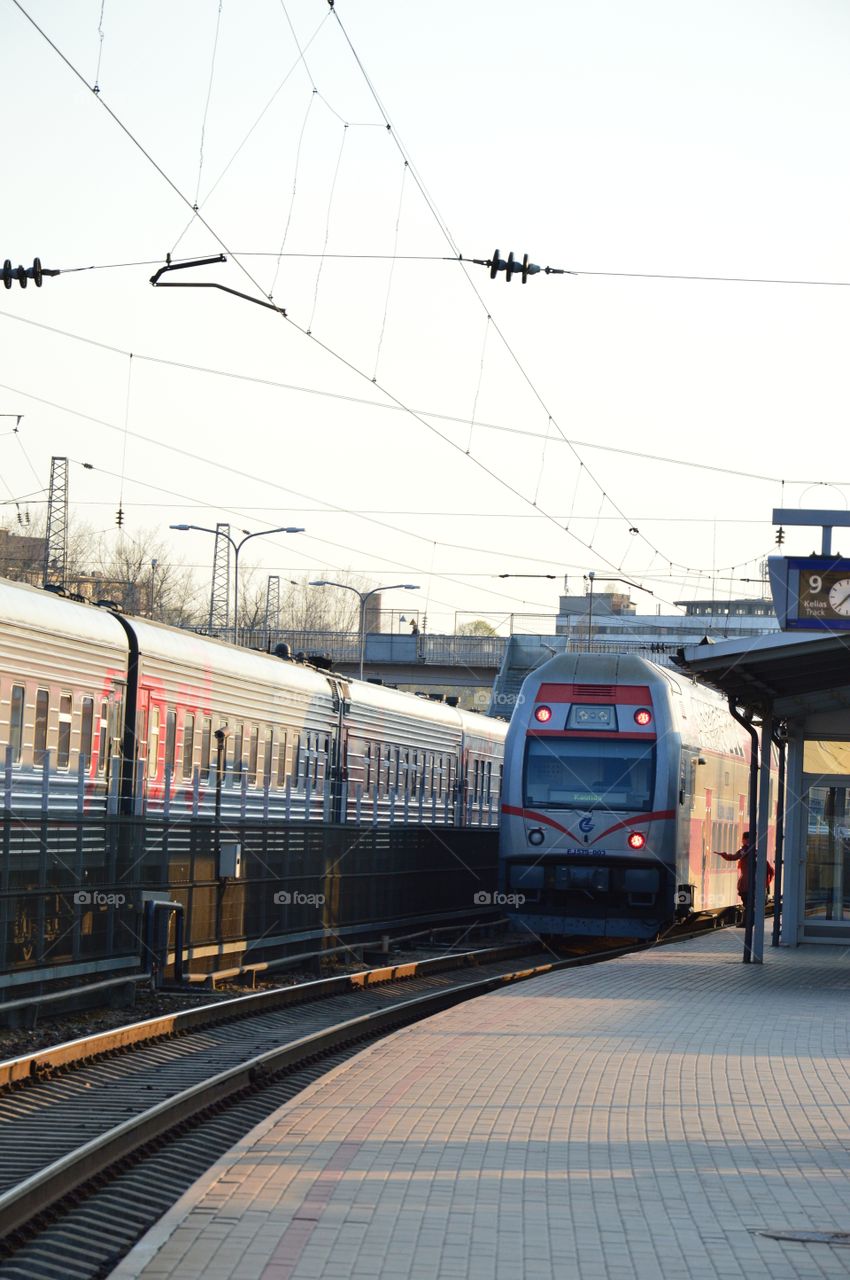 trains at evening