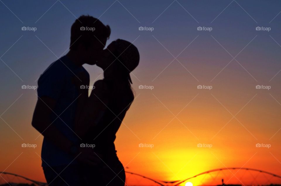 Kiss in the sunset