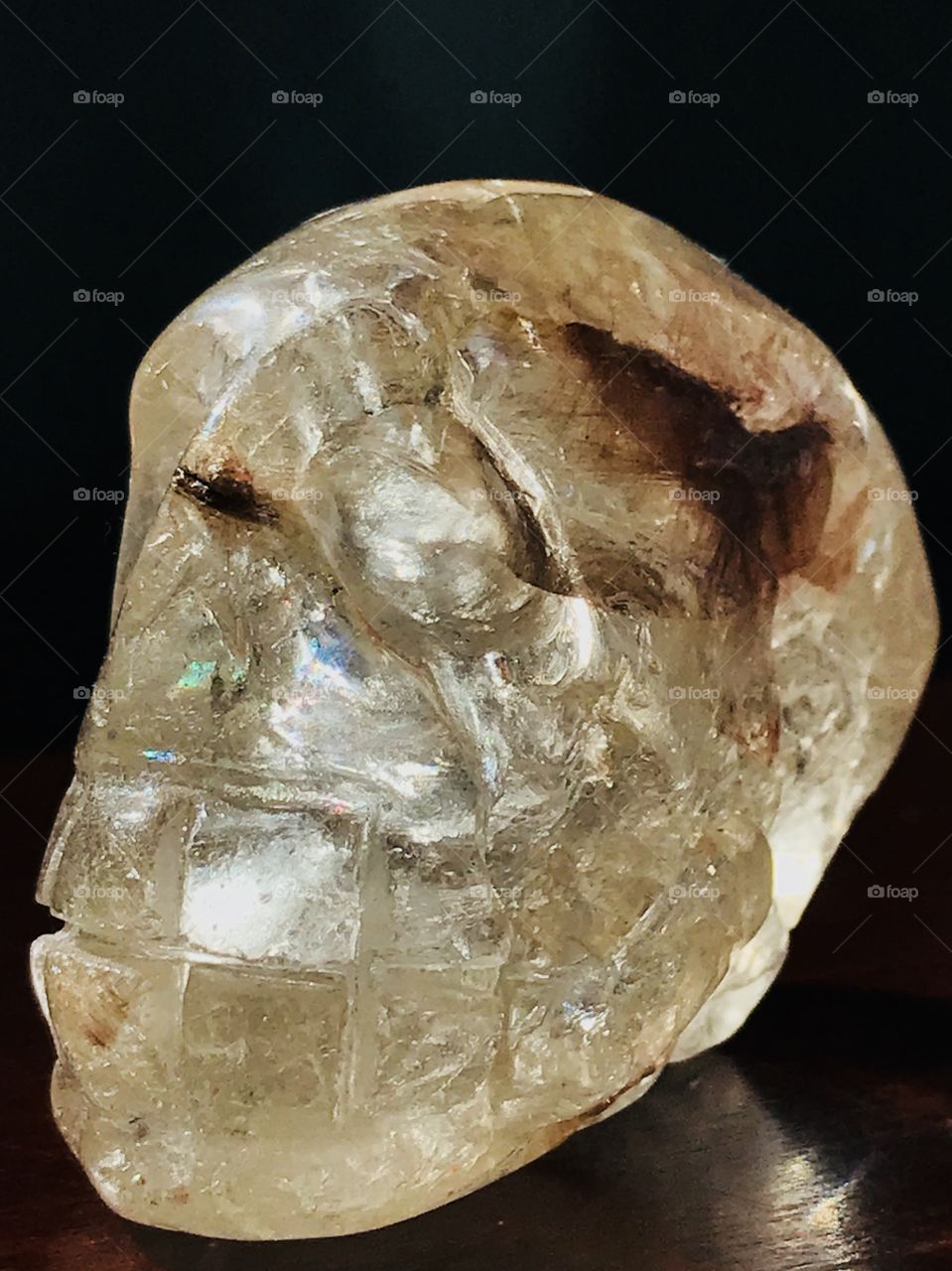 Rutile quartz skull