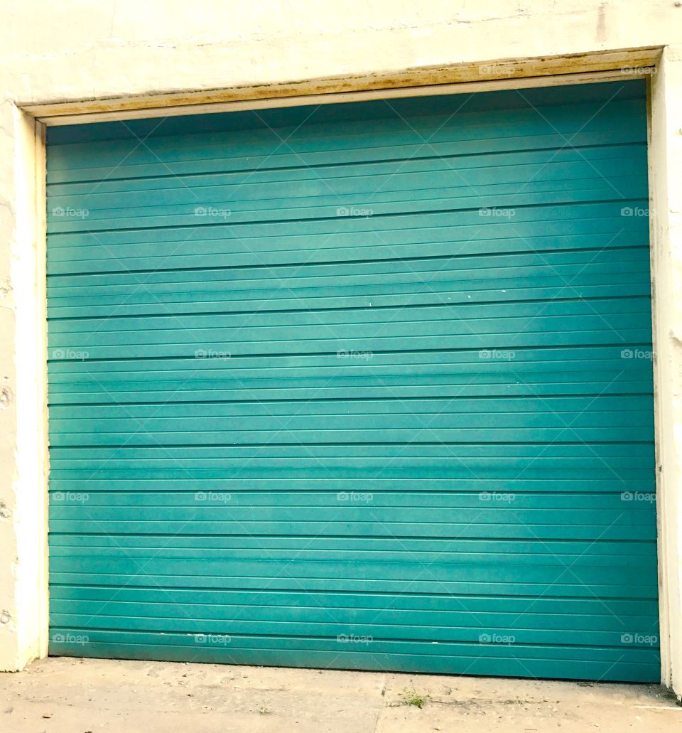 Teal Green Garage Door